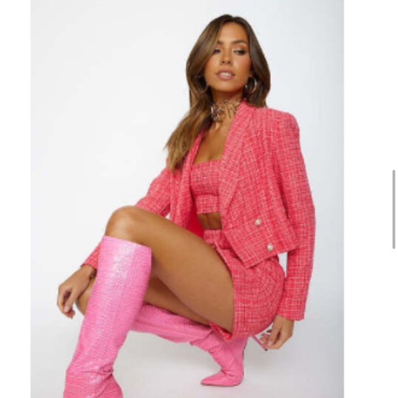 Hello Molly One You Want Pink Tweed Blazer and Skirt Set - Never Worn